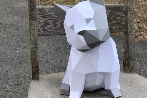 Baby Dog Paper Sculpture: 3D SVG Animals