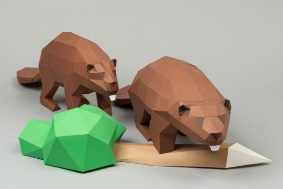 Beaver and Tree Paper Sculpture: 3D SVG Animals Review