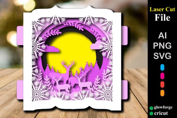 Christmas Greeting Popup Card Template: 3D SVG & Shadow Boxes