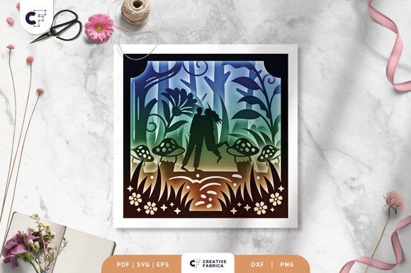 Couple in a Fairy World Shadow Box 3D SVG for Holidays
