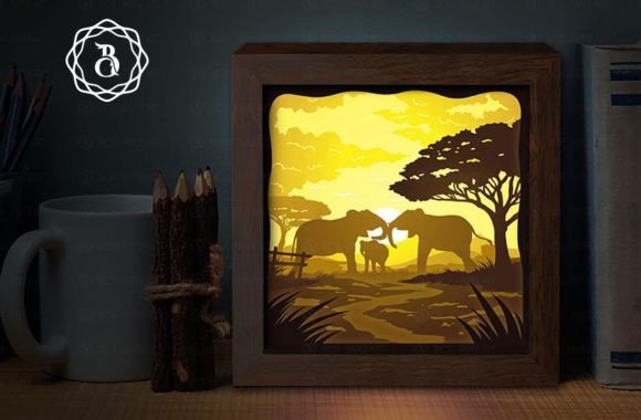 Elephant Family Shadow Box Template 3D SVG Review
