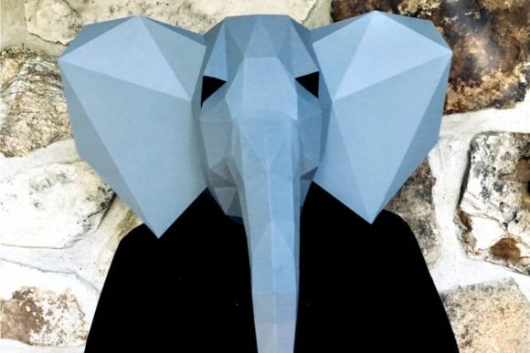 Elephant Paper Mask: 3D SVG for Animals