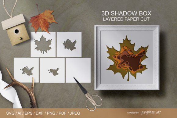 Fall Maple Leaf Layered Papercut SVG for Shadow Boxes