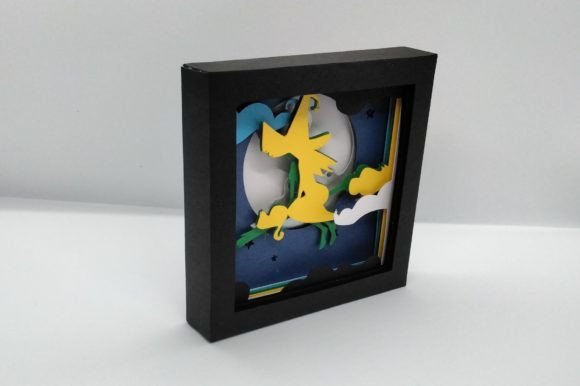 Flying Witch Shadow Box: 3D SVG for Halloween