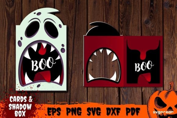 Ghost Pop Up Card Template: 3D SVG for Shadow Boxes