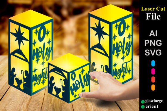 Nativity Christmas O Holy Night Lantern 3D SVG