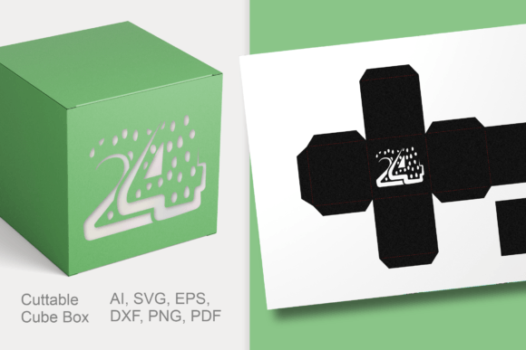 Number 24 Cube Gift Box Template SVG Review