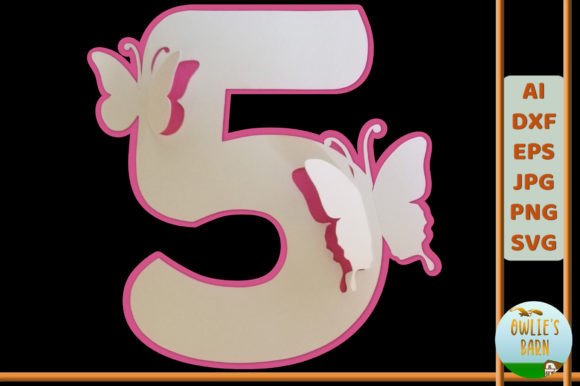 Popup Butterfly Number 5: A 3D SVG for Birthdays