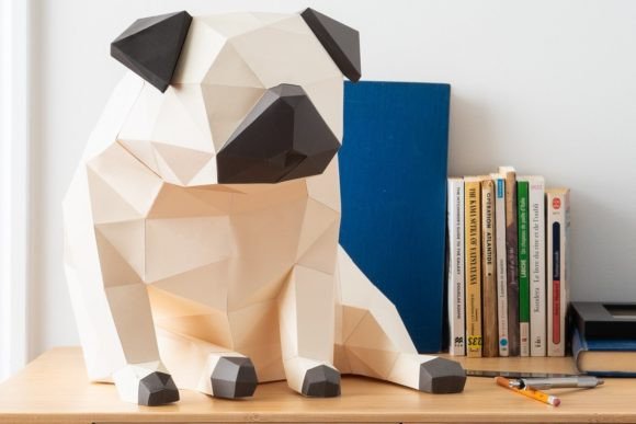 Pug Paper Sculpture: 3D SVG Animals for Branding