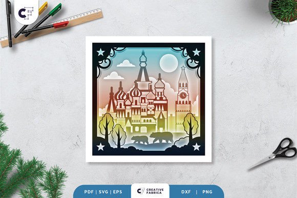 Saint Basils Cathedral Moscow Shadow Box 3D SVG