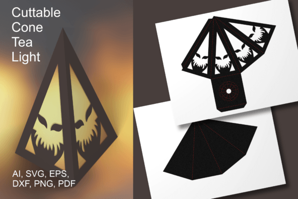 Scary Face Cone Tea Light Shade Template 3D SVG Shapes