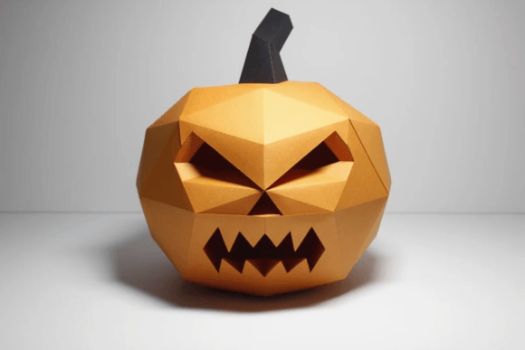 Scary Pumpkin Paper Sculpture: 3D SVG Objects