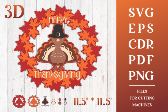 Thanksgiving Door Sign 3d Layered: 3D SVG Shapes